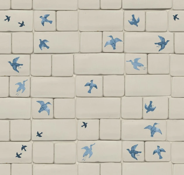 Rebel Walls R18765 Natural Aesthetic Flight of Tiles Blue- mural imitujący kafelki