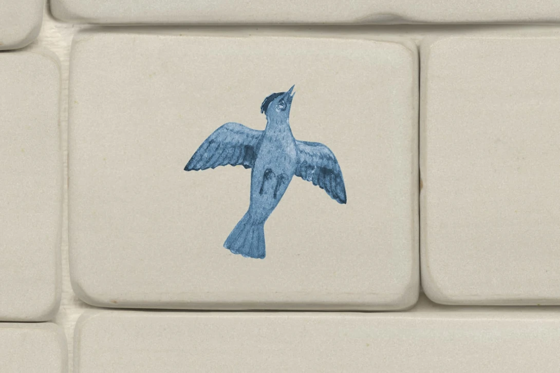 Rebel Walls R18765 Natural Aesthetic Flight of Tiles Blue- mural imitujący kafelki