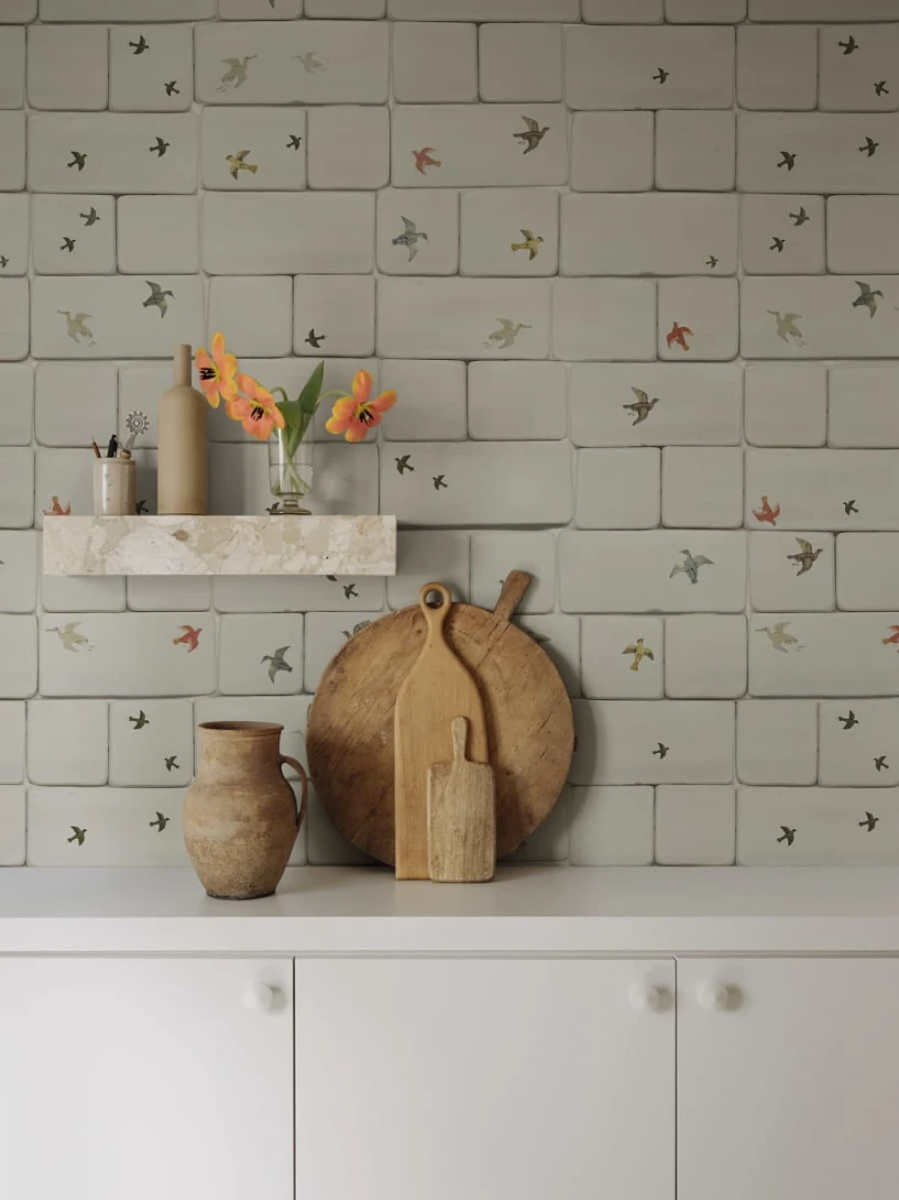 Rebel Walls R18766 Natural Aesthetic Flight of Tiles Multi - mural imitujący kafelki