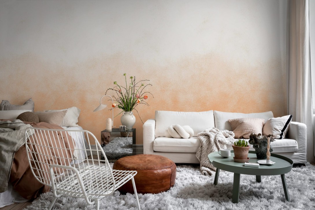 Rebel Walls R20231 Natural Aesthetic Ash Gradient Peach Fuzz - mural gradient