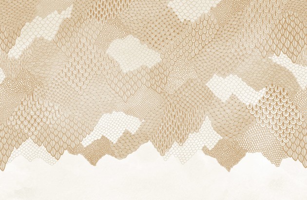 Rebel Walls R18749 Natural Aesthetic Golden Mountains Sand - mural ręcznie malowany krajobraz