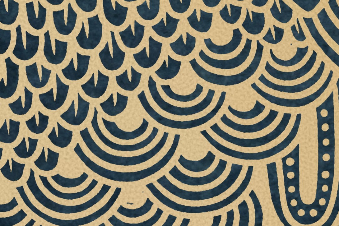 Rebel Walls R18750 Natural Aesthetic Golden Mountains Dark Blue - mural ręcznie malowany krajobraz