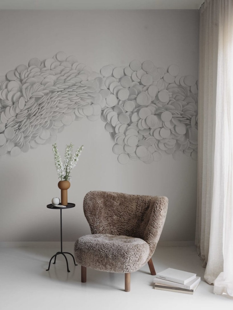 Rebel Walls R18748 Natural Aesthetic Scattered Dots White - mural w trójwymiarowe kropki