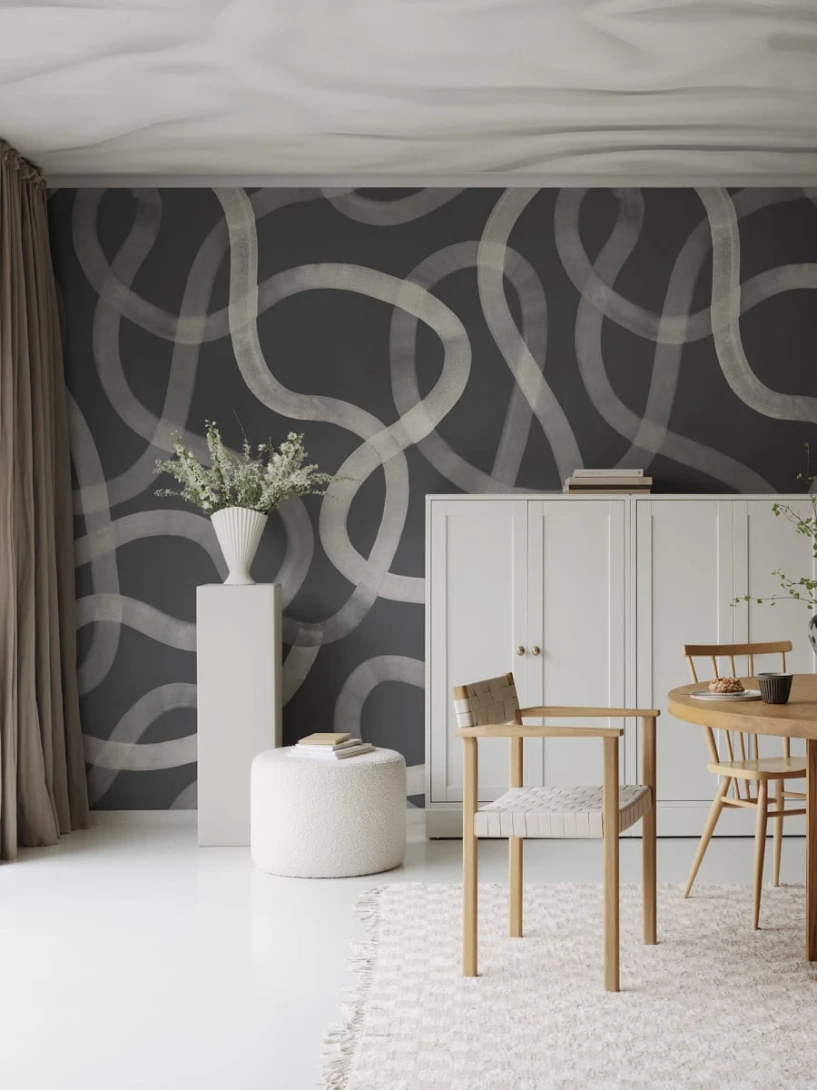 Rebel Walls R18745 Natural Aesthetic Serpentine Graphite - mural w serpentyny