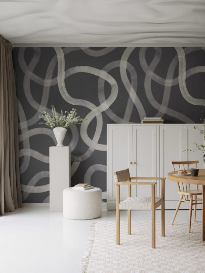 Rebel Walls R18745 Natural Aesthetic Serpentine Graphite - mural w serpentyny