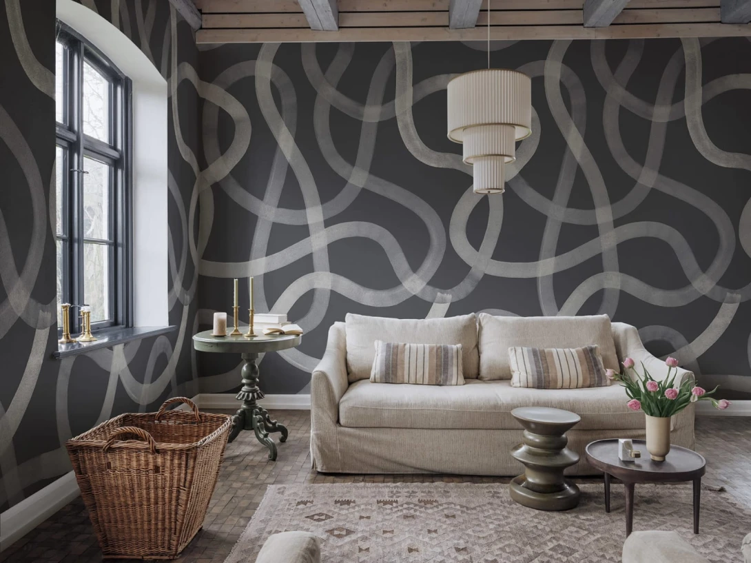 Rebel Walls R18745 Natural Aesthetic Serpentine Graphite - mural w serpentyny