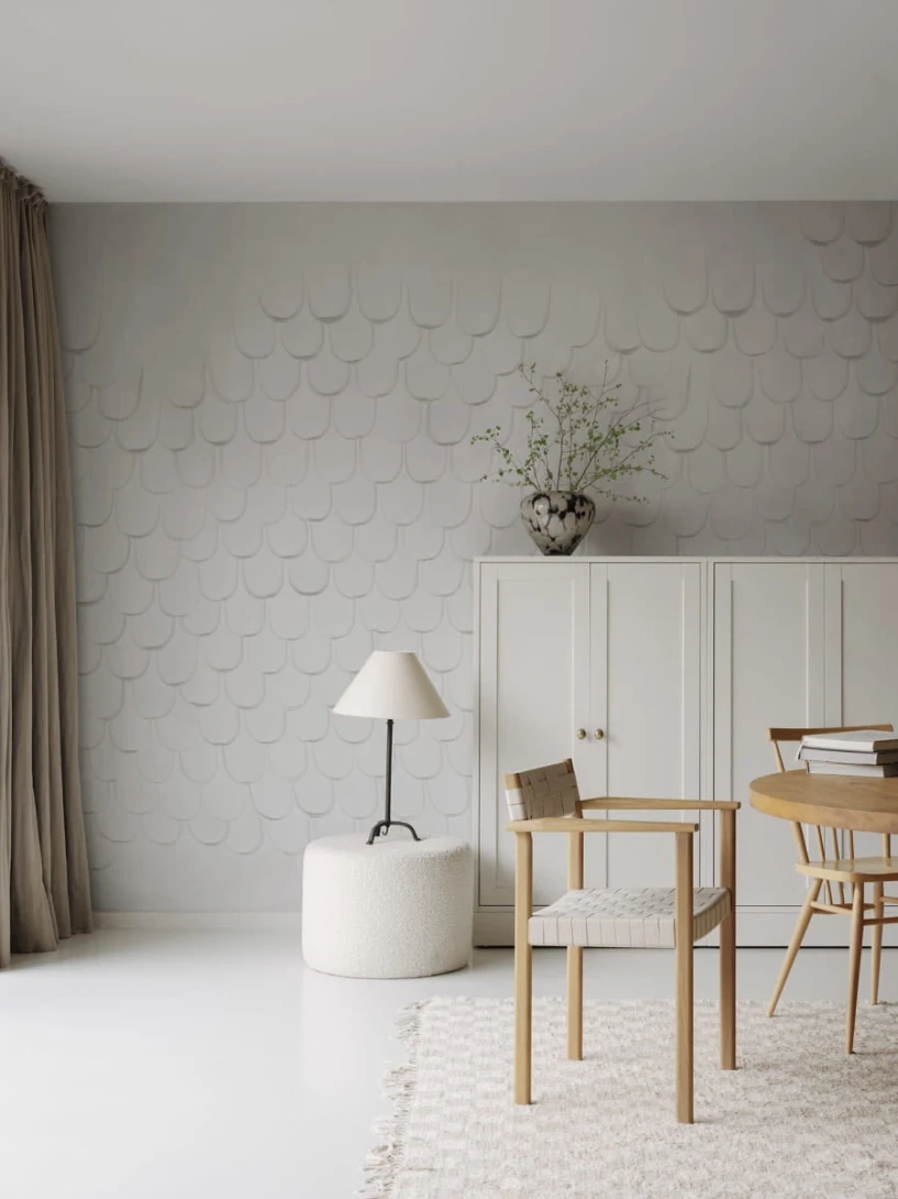 Rebel Walls R18744 Natural Aesthetic Tab Clay - mural w trójwymiarowe gliniane łuski