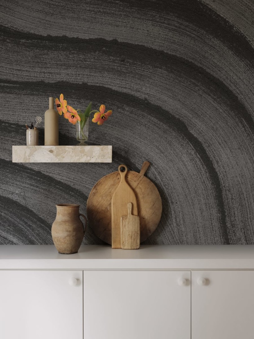 Rebel Walls R18738 Natural Aesthetic Smoky Swirl Graphite - mural w fale