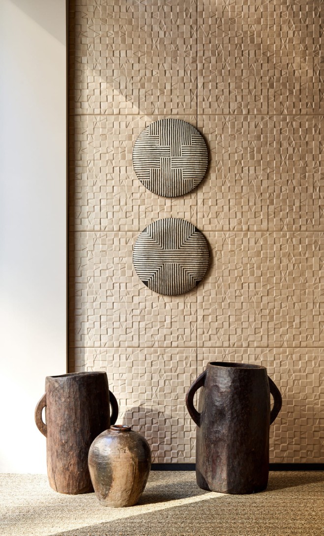 Arte 97030 Babylon Adobe Cream - tapeta geometryczna 3D w małe kwadraty