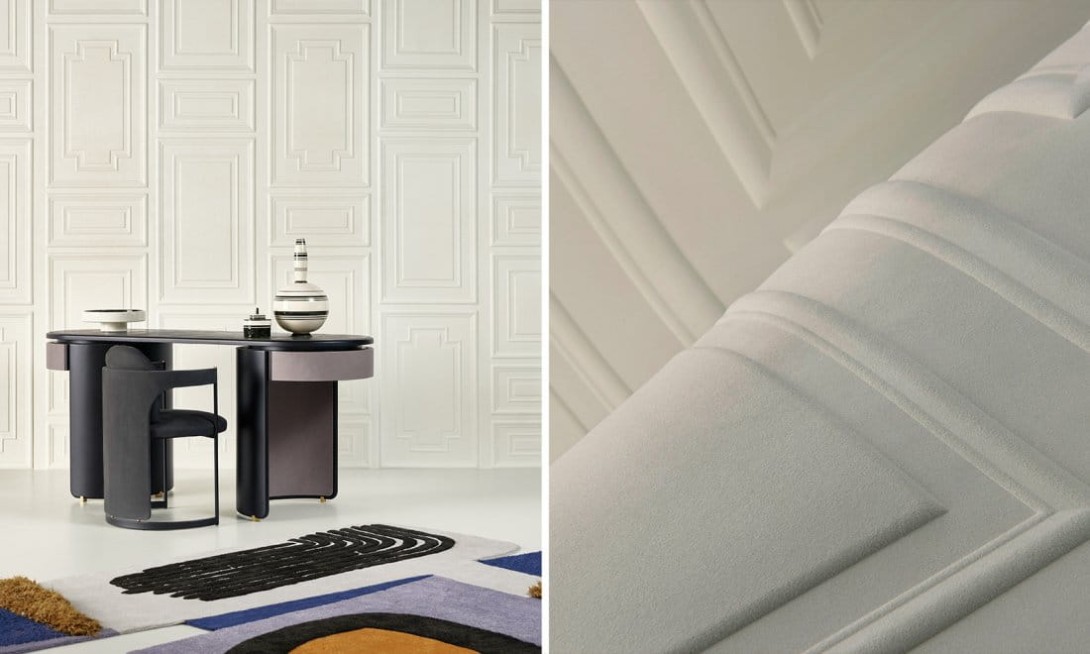 Arte 44024 Objet Manoir Beige - tapeta 3D o wzorze listew dekoracyjnych