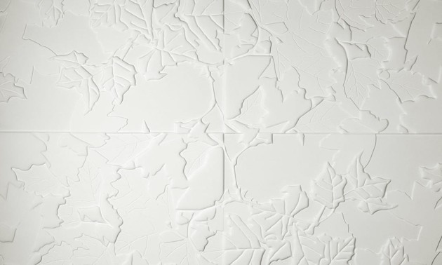 Arte 43500 Eclipse Black&White Edition Feuillage - tapeta 3D o wzorze płytek z motywem liści