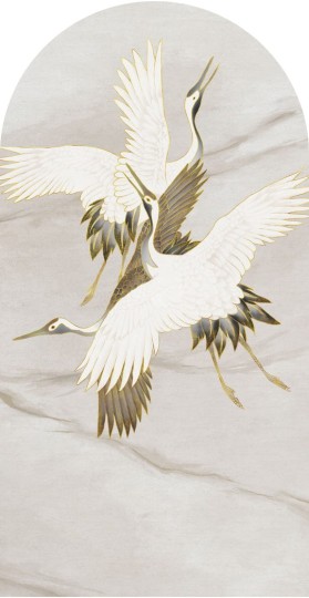 Wall Art Ivory Tsuru - mural łuk w lecące żurawie