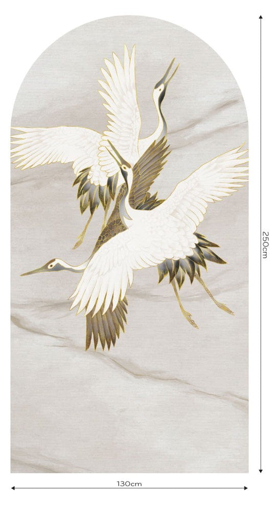 Wall Art Ivory Tsuru - mural łuk w lecące żurawie