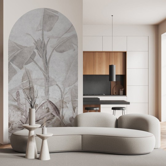 Wall Art Rainforest Beige - mural łuk w duże liście