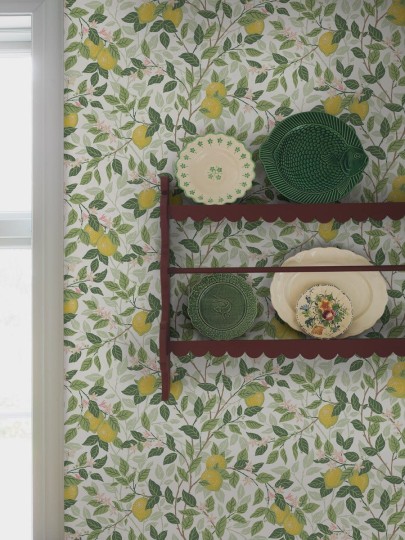 Boras Tapeter 5702 Orangeri Citrontrad White - tapeta drzewo cytrynowe