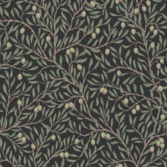 Boras Tapeter 5706 Orangeri Olivtrad Black - tapeta w gałęzie drzewa oliwnego