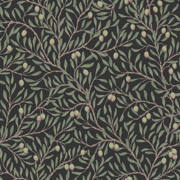 Boras Tapeter 5706 Orangeri Olivtrad Black - tapeta w gałęzie drzewa oliwnego
