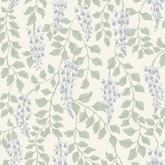 Boras Tapeter 5707 Orangeri Blaregn Blue - tapeta w liście i kwiaty glicynii