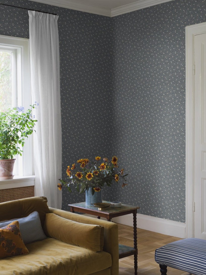 Boras Tapeter 5717 Orangeri Myrten Blue - tapeta roślinna
