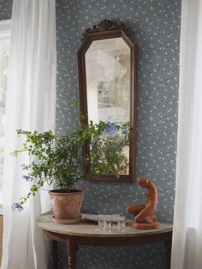 Boras Tapeter 5717 Orangeri Myrten Blue - tapeta roślinna