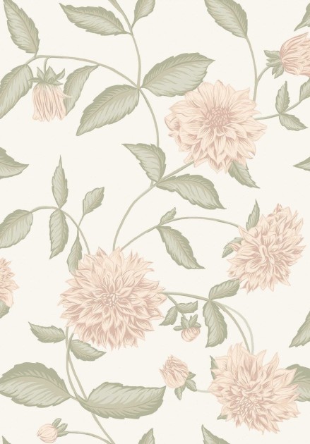 Boras Tapeter 5718 Orangeri Dahliadrom Pink - tapeta w kwiaty dalii