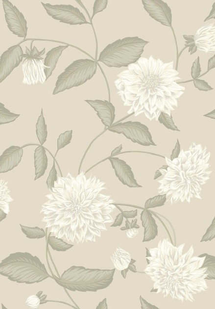 Boras Tapeter 5720 Orangeri Dahliadrom Beige - tapeta w kwiaty dalii