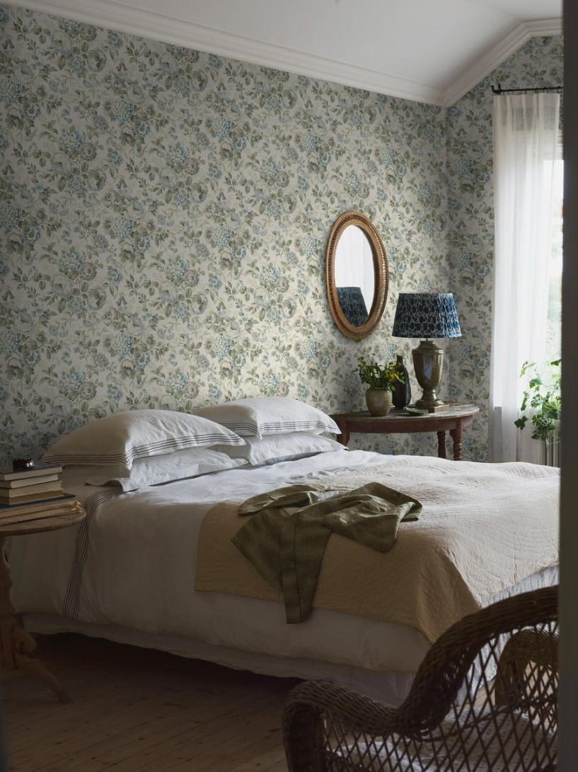 Boras Tapeter 5726 Orangeri Hortensia Blue - tapeta w hortensje