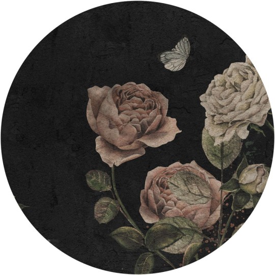 Wall Art Rose Dream Black - mural koło w róże