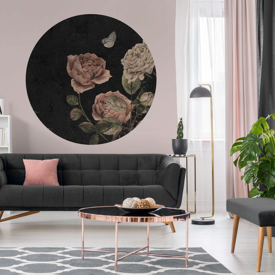 Wall Art Rose Dream Black - mural koło w róże