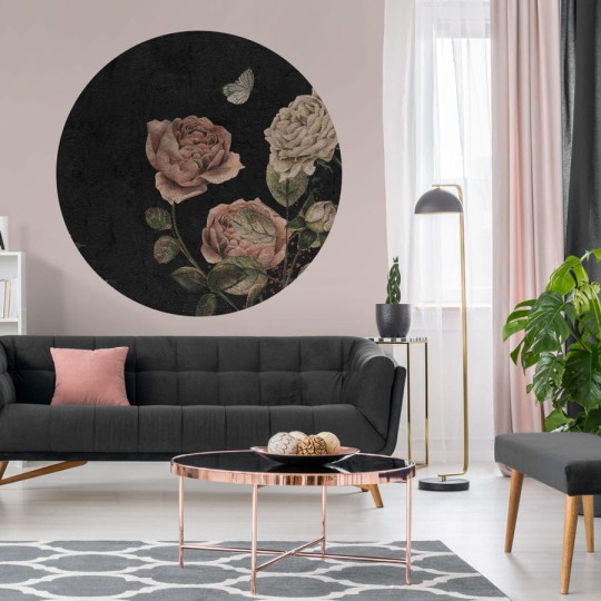 Wall Art Rose Dream Black - mural koło w róże
