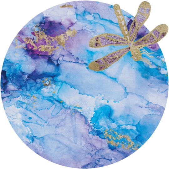 Wall Art Portafortuna - mural koło w marmur i ważkę