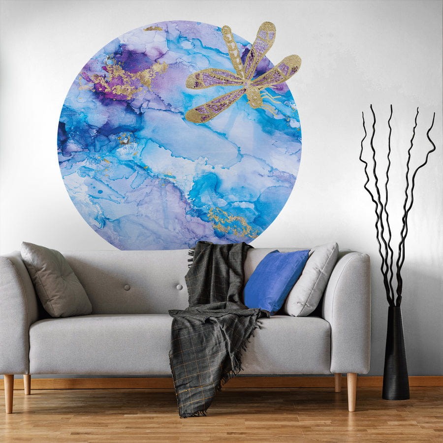 Wall Art Portafortuna - mural koło w marmur i ważkę