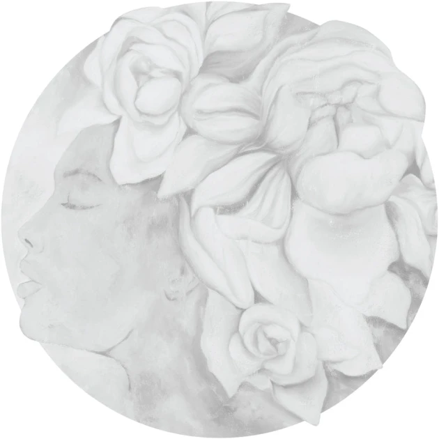 Wall Art Persephone Light - mural koło w boginię grecką z kwiatami