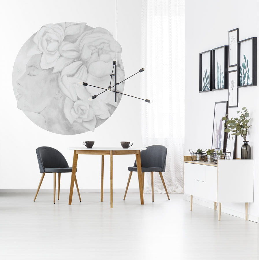 Wall Art Persephone Light - mural koło w boginię grecką z kwiatami