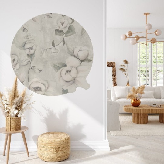 Wall Art Kotone Olive - mural koło w kwiaty bawełny