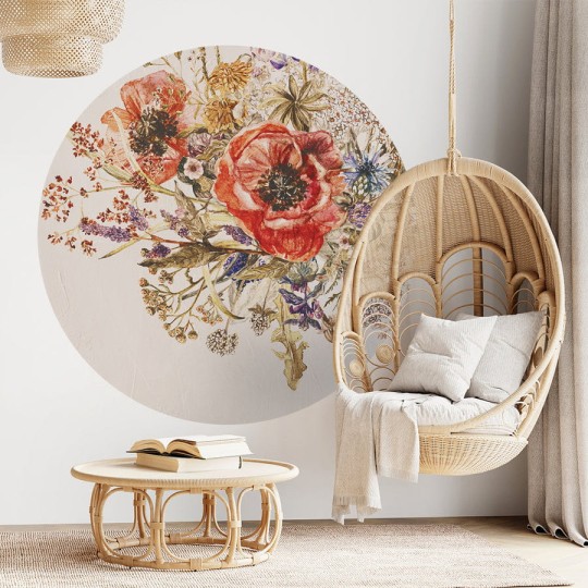 Wall Art Fiori Due - mural koło w polne kwiaty