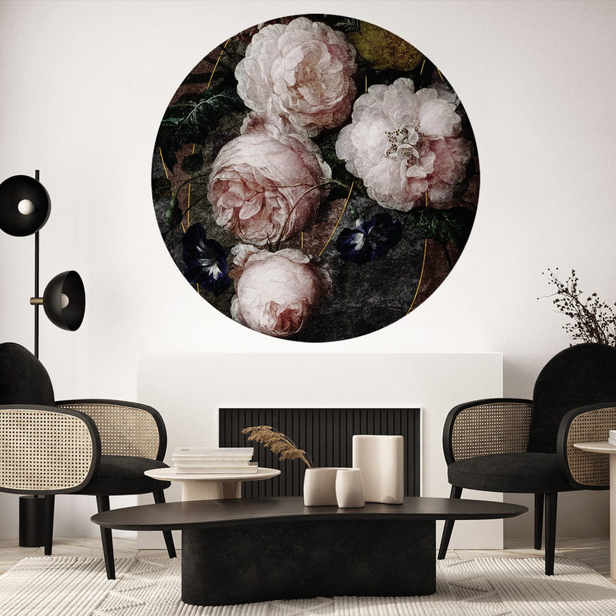 Wall Art Charme Requiem - mural koło w makro kwiaty