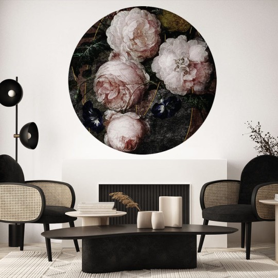 Wall Art Charme Requiem - mural koło w makro kwiaty