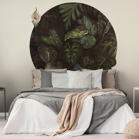 Wall Art Calla - mural koło w tropikalne liście