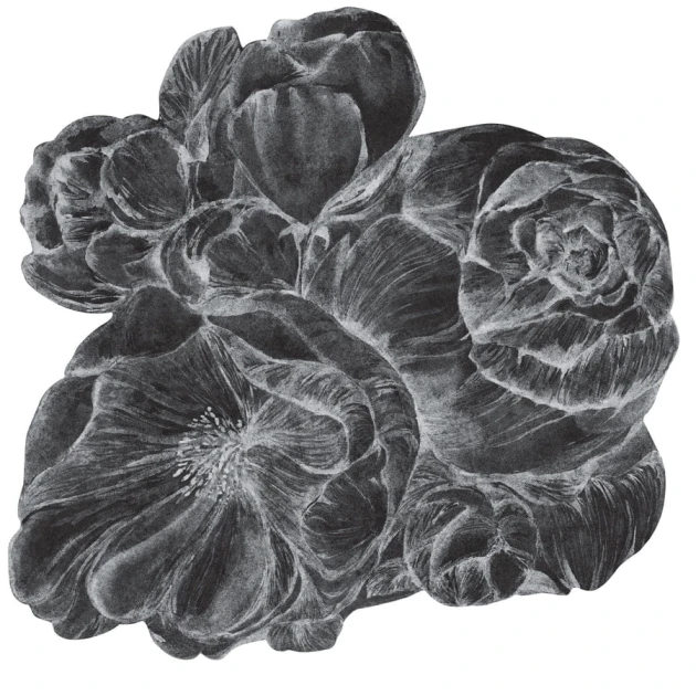 Wall Art Brassica Dark - mural koło w duże kwiaty