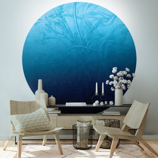 Wall Art Blue Ombre Flower - mural koło w motyw ombre i roślin