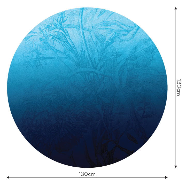 Wall Art Blue Ombre Flower - mural koło w motyw ombre i roślin