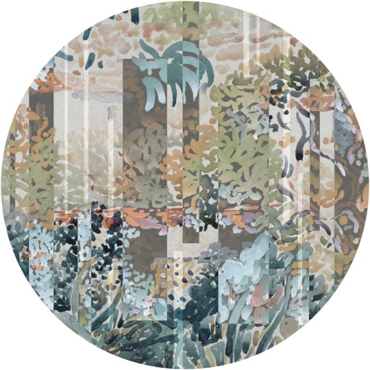 Wall Art Arboretum Green WMF015G - mural koło w abstrakcyjnym stylu w rośliny