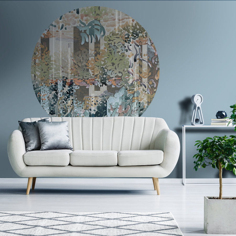 Wall Art Arboretum Green WMF015G - mural koło w abstrakcyjnym stylu w rośliny