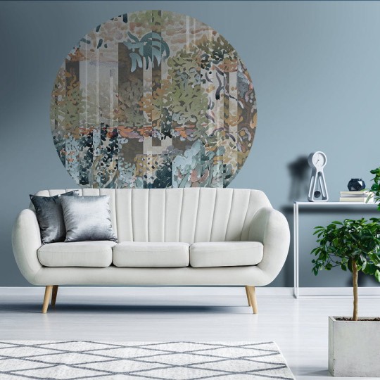 Wall Art Arboretum Green WMF015G - mural koło w abstrakcyjnym stylu w rośliny