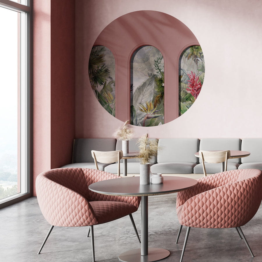 Wall Art Libra Pink Wonderland - mural koło w architektonicznym stylu