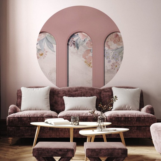 Wall Art Libra Pink Nettare - mural koło w architektonicznym stylu