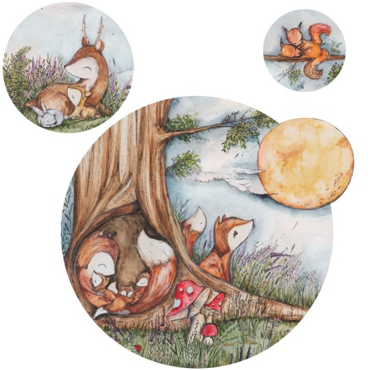 Wall Art Fox Hollow - mural koło dla dzieci w leśny motyw