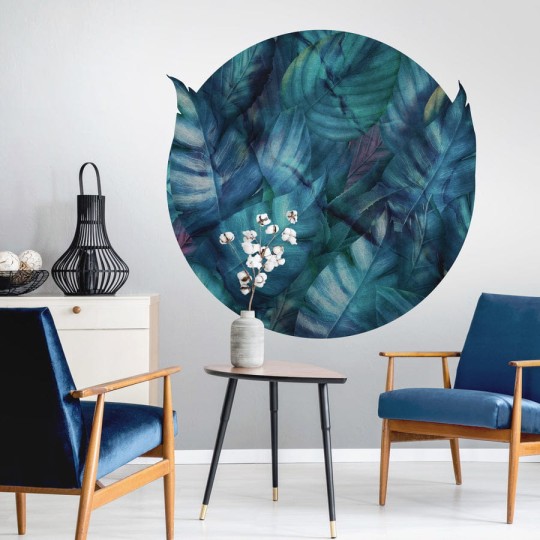 Wall Art Foliage Blue WMF010B - mural koło w liście