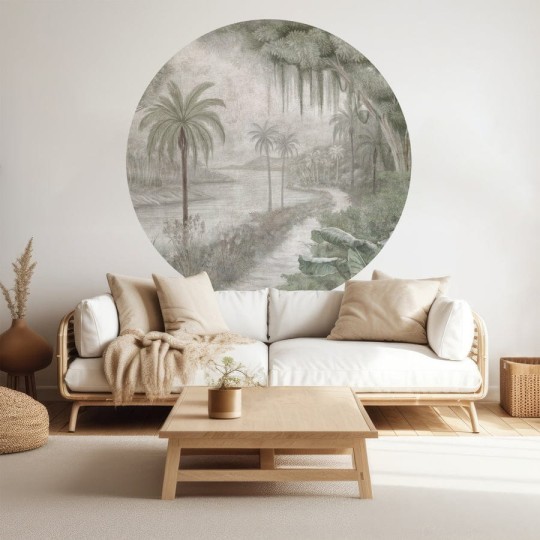 Wall Art Paleo - mural koło w egzotyczny krajobraz